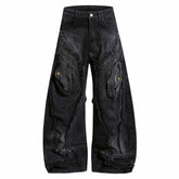 Omirad Distressed Panel Wide-Leg Denim Jeans