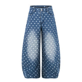 Omirad Polka Dot Washed Denim Jeans