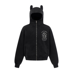 Omirad Devil-Horn Graphic Zip Hoodie