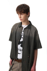 Omirad “Gradient Check Distressed Shirt”