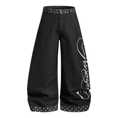 Omirad Polka Dot Panel Denim Jeans