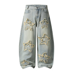 Omirad “Star Distressed Wide-Leg Jeans”