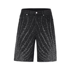 Omirad Rhinestone Burst Denim Shorts