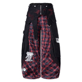 Omirad Layered Plaid Panel Wide-Leg Pants
