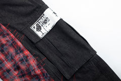 Omirad Layered Plaid Panel Wide-Leg Pants
