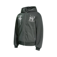 Omirad Gothic Line Art Zip Hoodie