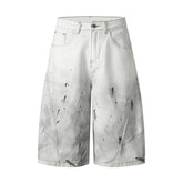 Omirad Distressed Gradient Wide-Leg Denim Shorts