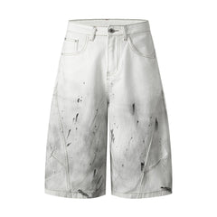 Omirad Distressed Gradient Wide-Leg Denim Shorts