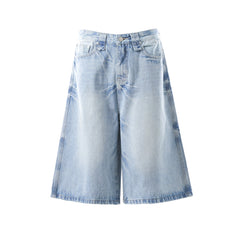 Omirad Vintage Wash Wide-Leg Denim Shorts