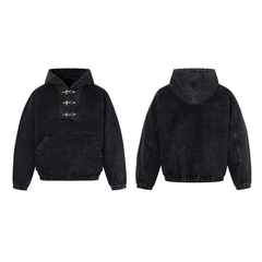 Omirad Toggle-Front Washed Denim Hoodie
