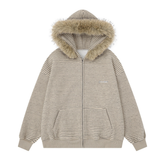 Omirad Striped Knit Zip Hoodie