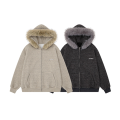 Omirad Striped Knit Zip Hoodie