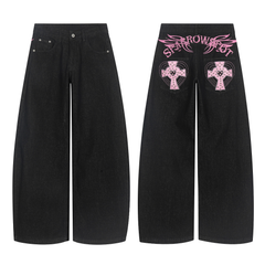 Omirad Cross Pocket Graphic Wide-Leg Jeans