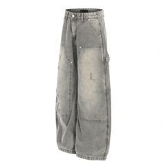 Omirad Washed Utility Distressed Denim Jeans