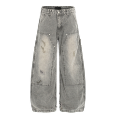 Omirad Washed Utility Distressed Denim Jeans