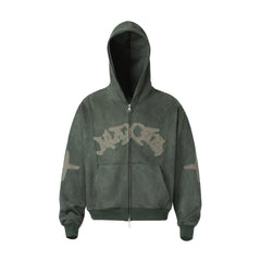 Omirad Washed Logo Zip-Up Hoodie