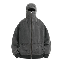 Omirad Full-Zip Masked Washed Hoodie