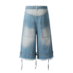 Omirad Distressed Belted Denim Jorts
