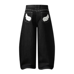 Omirad “Angel Wing Wide-Leg Denim Jeans”