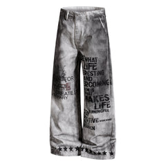 Omirad Graphic Washed Wide-Leg Pants
