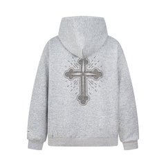 Omirad Rhinestone Cross Zip Hoodie