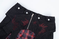 Omirad Layered Plaid Panel Wide-Leg Pants