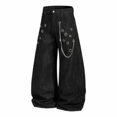 Omirad Rivet Chain Wide-Leg Denim Pants