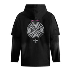 Omirad Destroyed Layered Graphic Hoodie Tee
