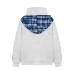 Omirad Plaid-Scarf Layered Hoodie