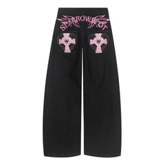 Omirad Cross Pocket Graphic Wide-Leg Jeans