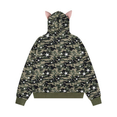 Omirad Camo Kitty Ear Zip Hoodie