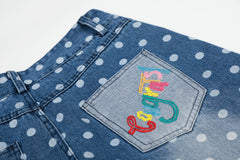 Omirad Polka Dot Washed Denim Jeans