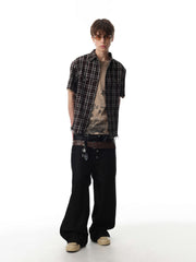 Omirad “Distressed Plaid Short Sleeve Shirt”