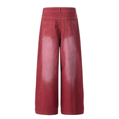 Omirad “Vintage Red Splatter Wide-Leg Pants”