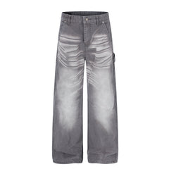 Omirad Washed Wrinkle Effect Denim Jeans