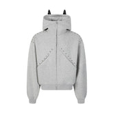 Omirad Devil Horn Studded High-Neck Zip Hoodie