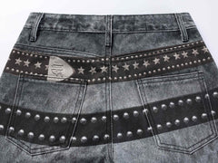 Omirad Washed Studded Wide-Leg Jeans