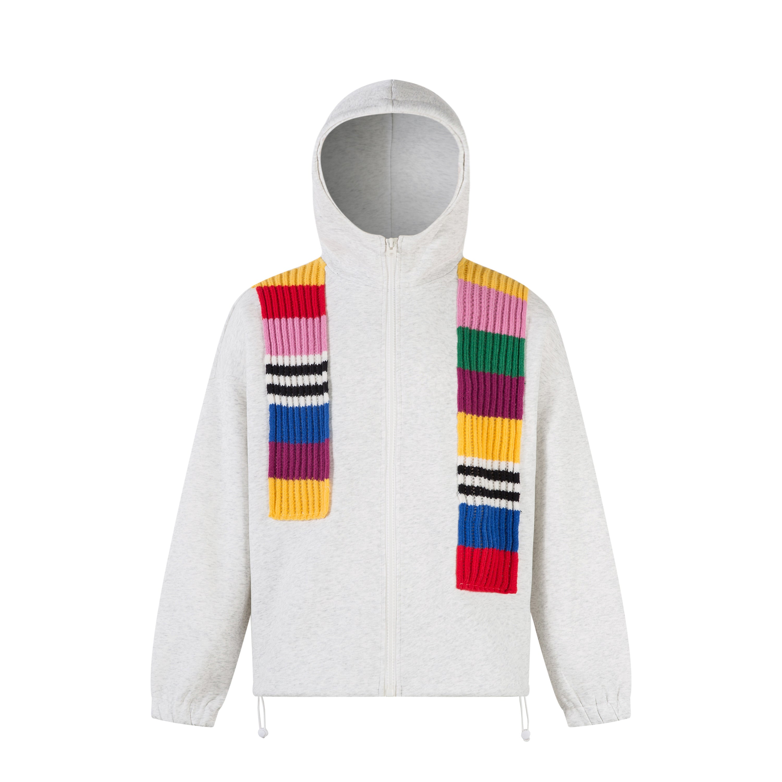 Omirad Color-Block Scarf Hooded Zip Jacket