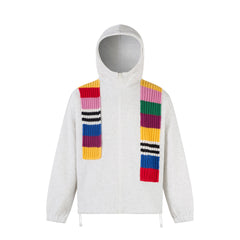 Omirad Color-Block Scarf Hooded Zip Jacket