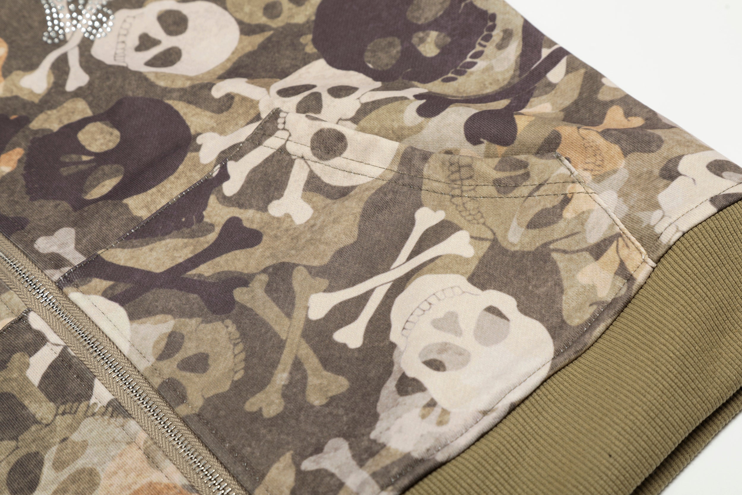 Omirad Skull Camo Fur-Trim Hoodie Jacket