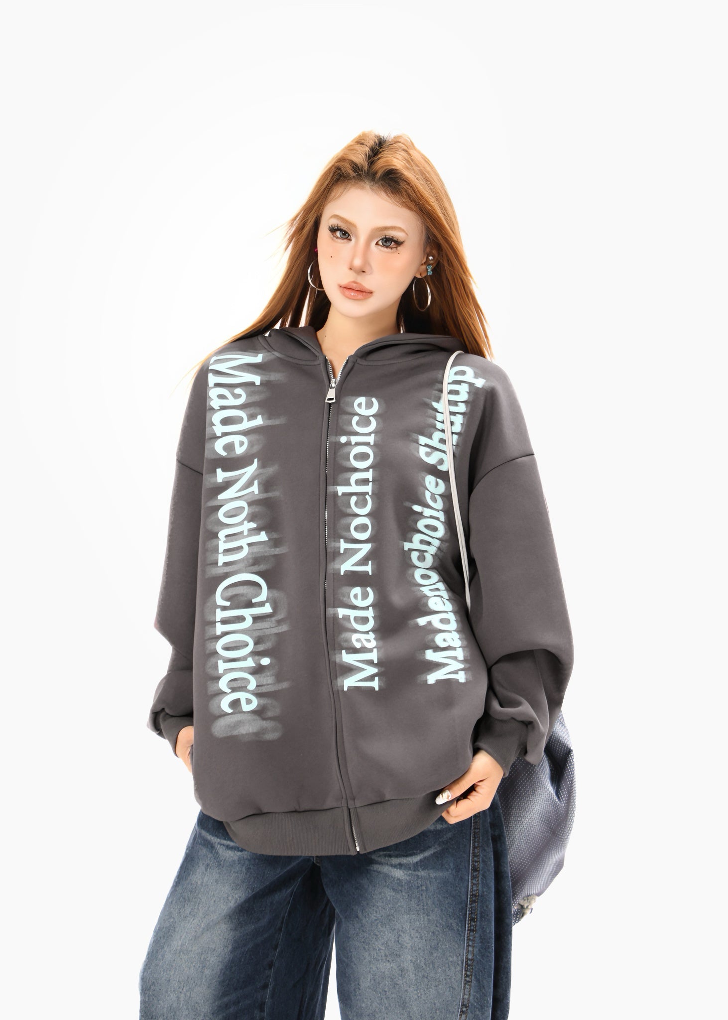 Omirad Gradient Letter Zip Hoodie