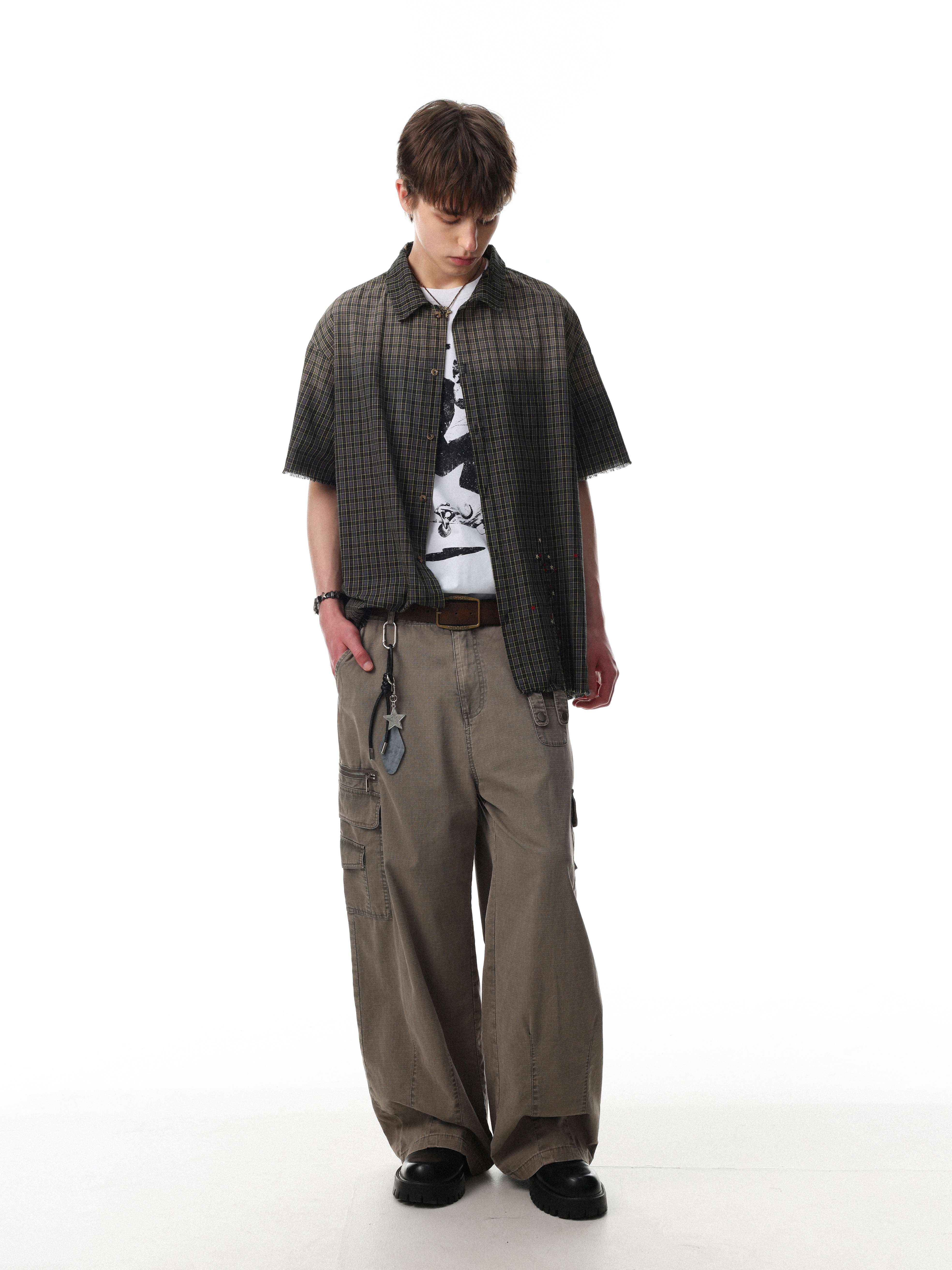 Omirad “Gradient Check Distressed Shirt”