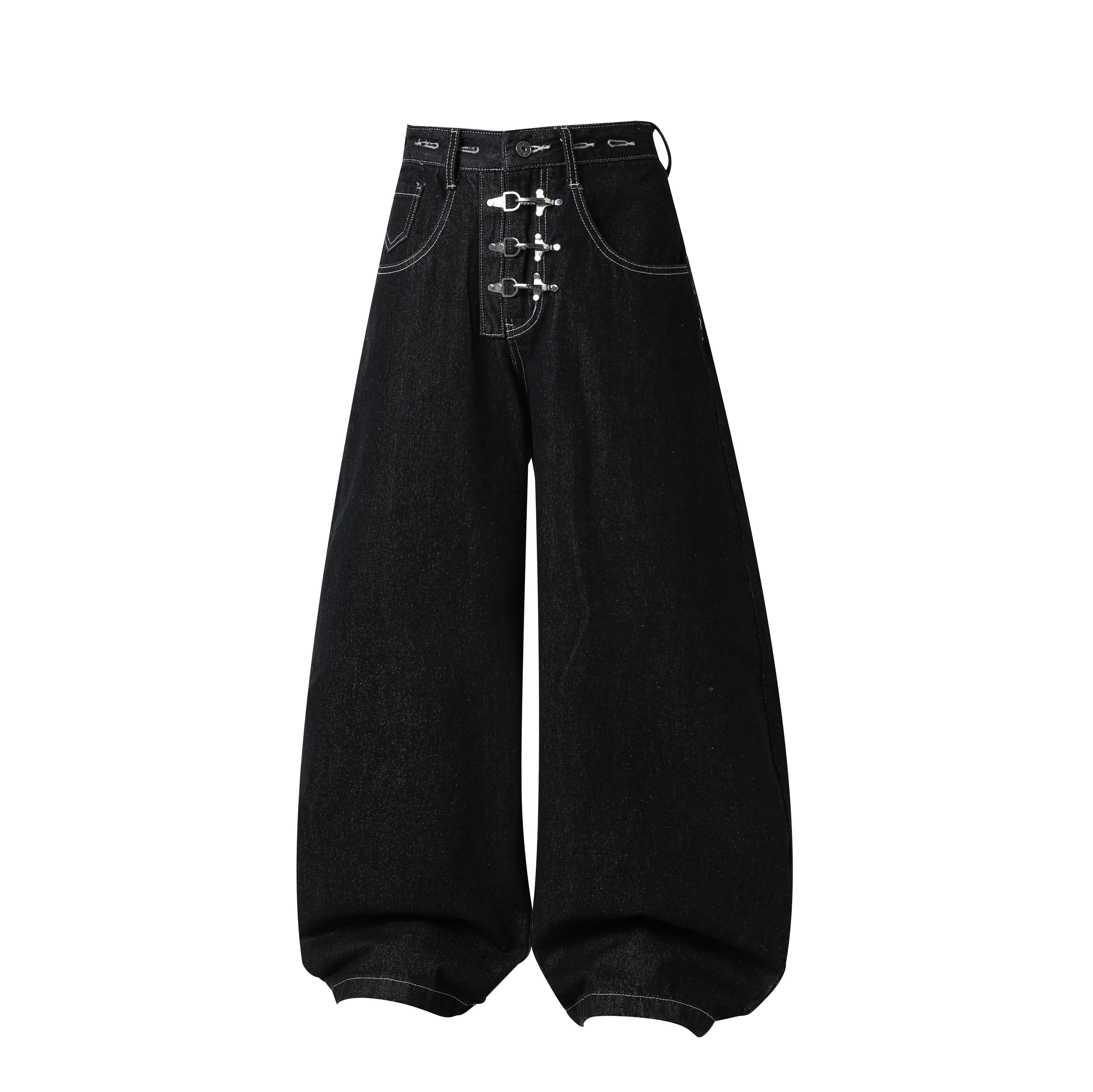 Omirad Hardware Strap Wide-Leg Jeans