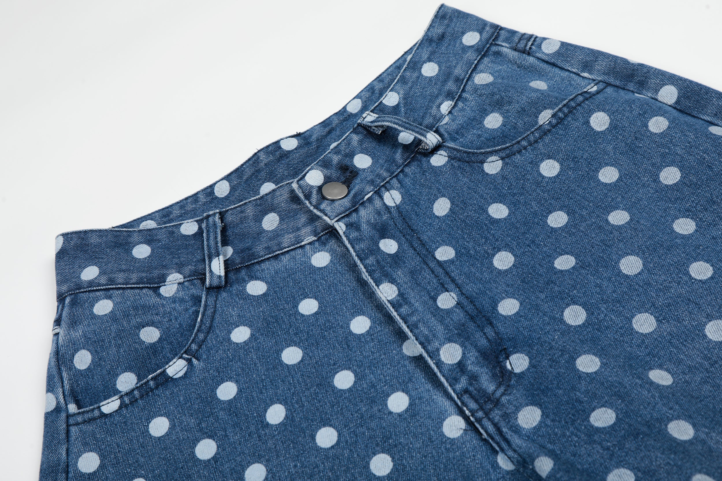 Omirad Polka Dot Washed Denim Jeans