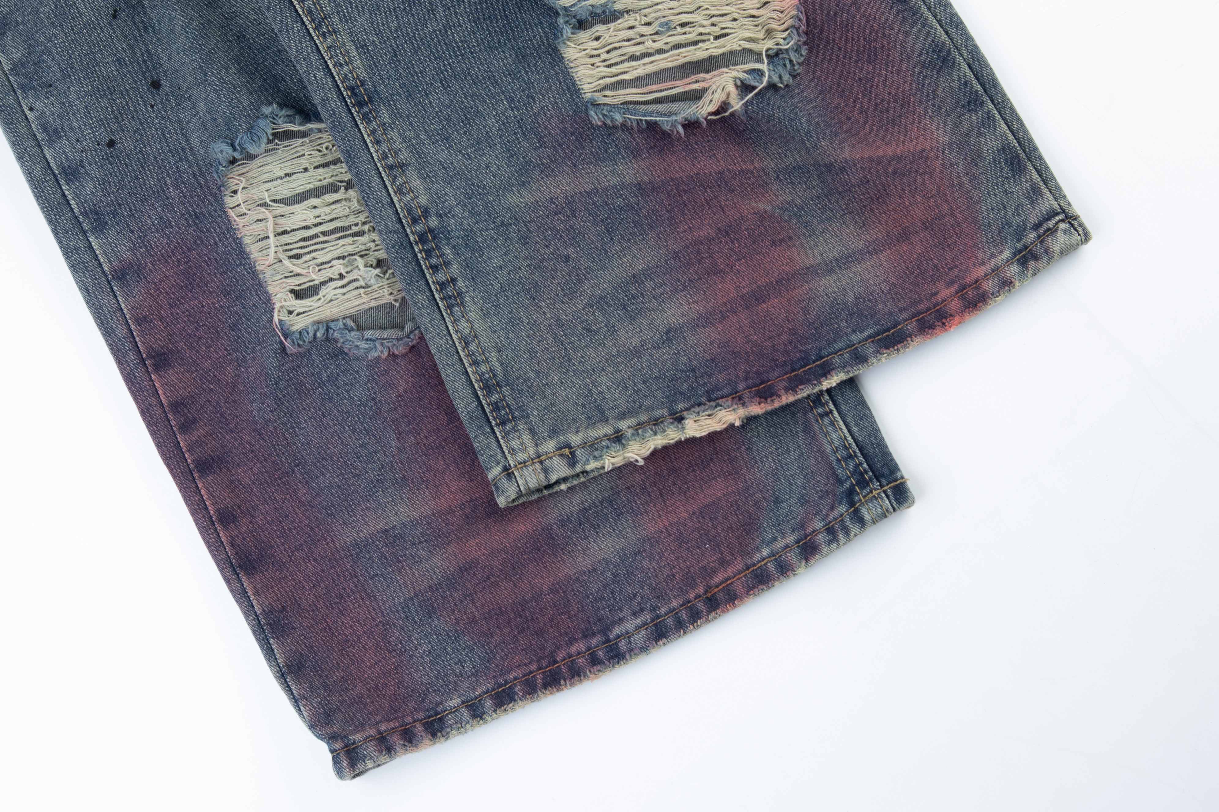 Omirad Distressed Washed Wide-Leg Jeans