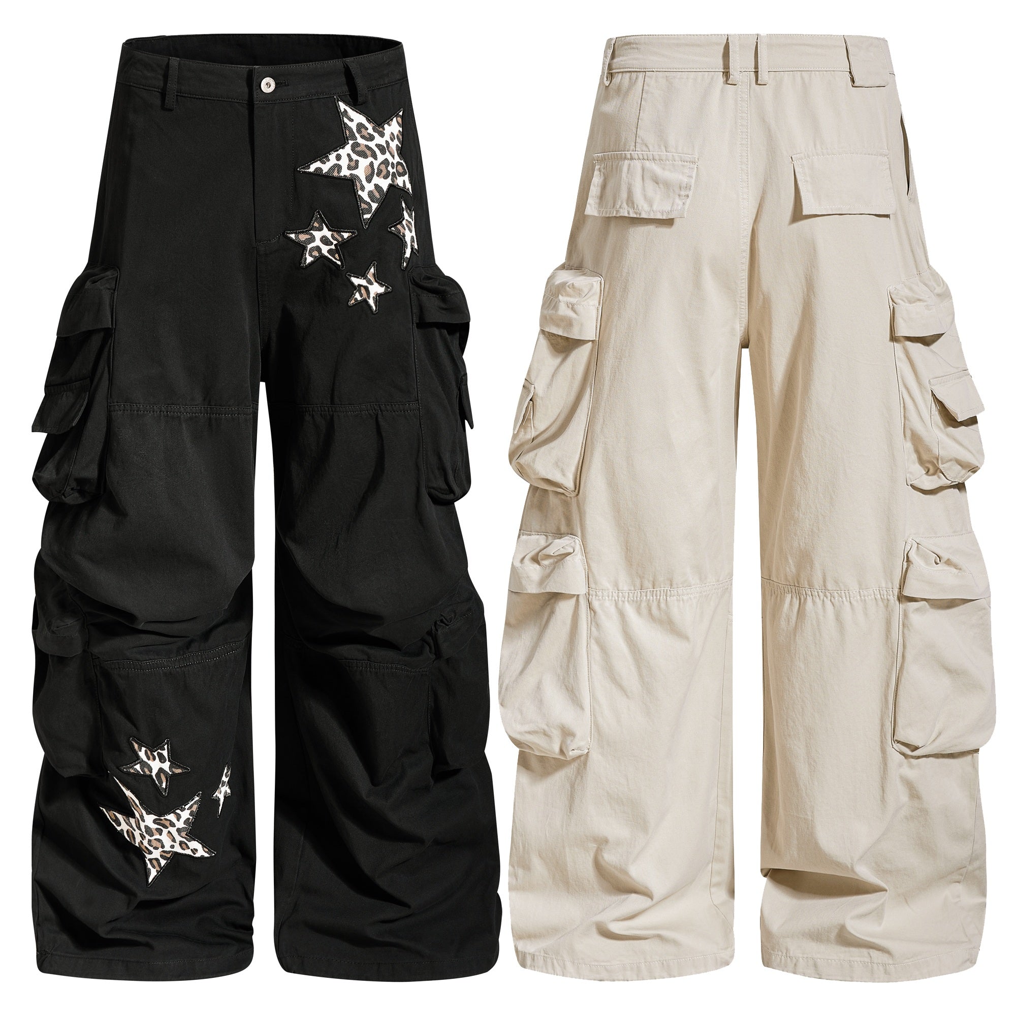 Omirad Leopard Star Multi-Pocket Cargo Pants