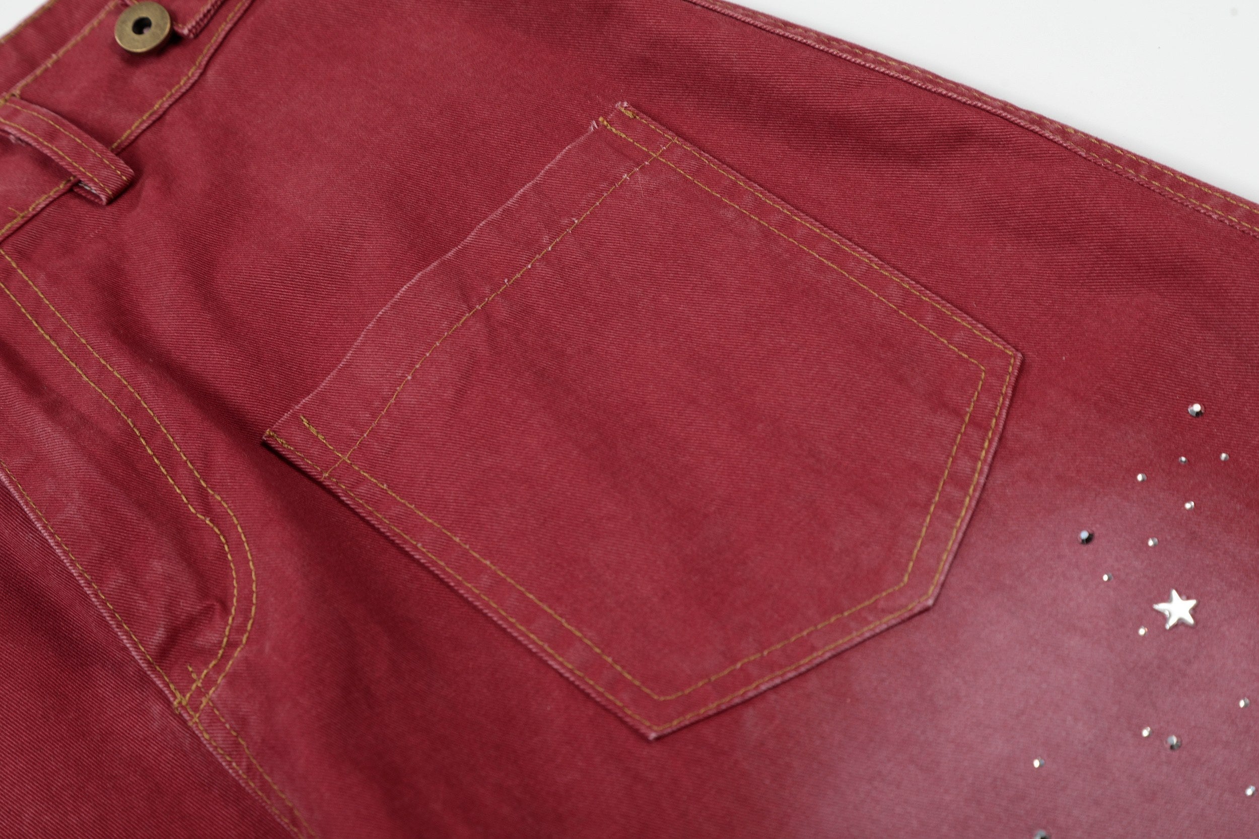 Omirad “Vintage Red Splatter Wide-Leg Pants”