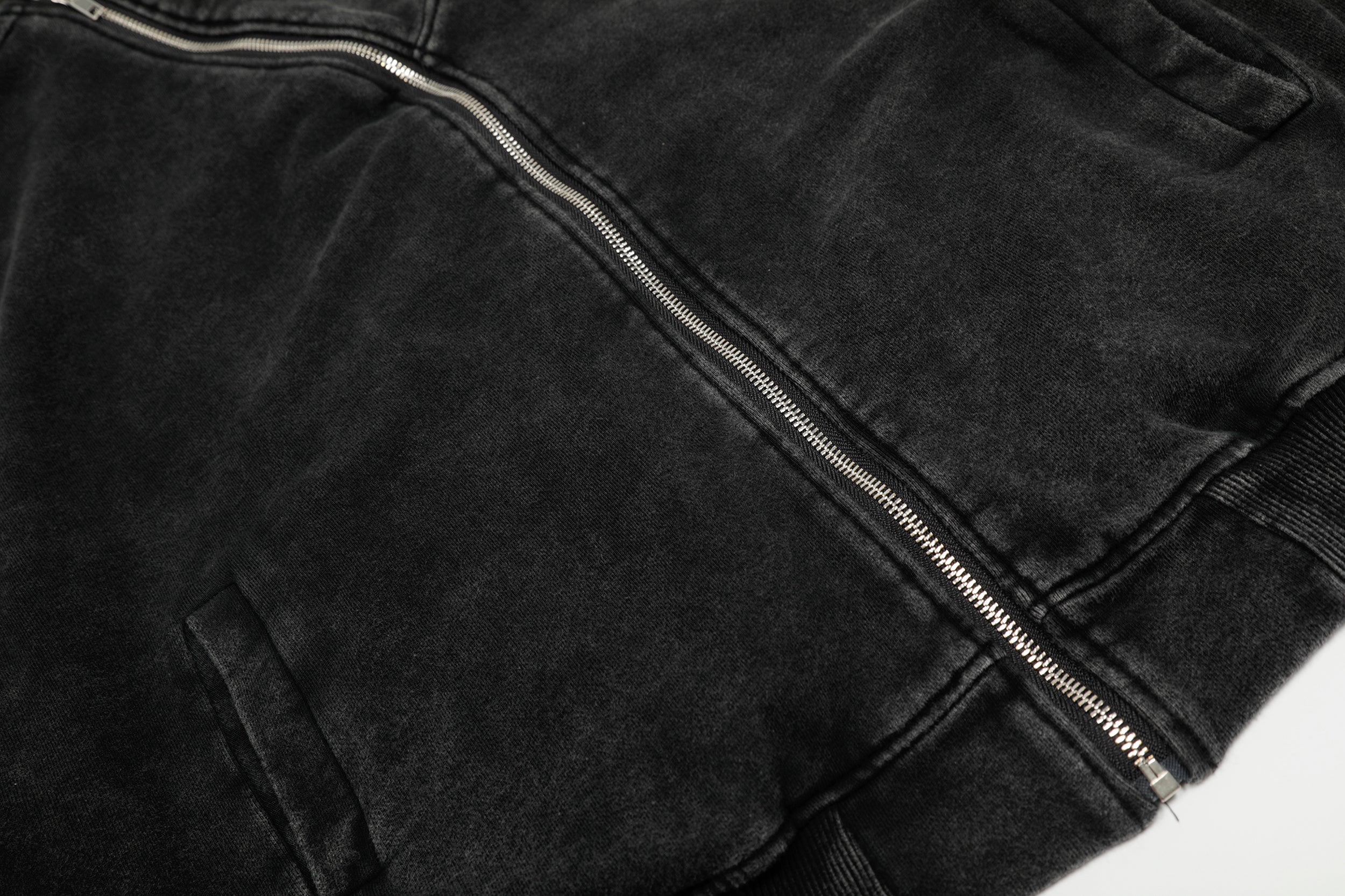 Omirad Asymmetric Zip Washed Hoodie Jacket