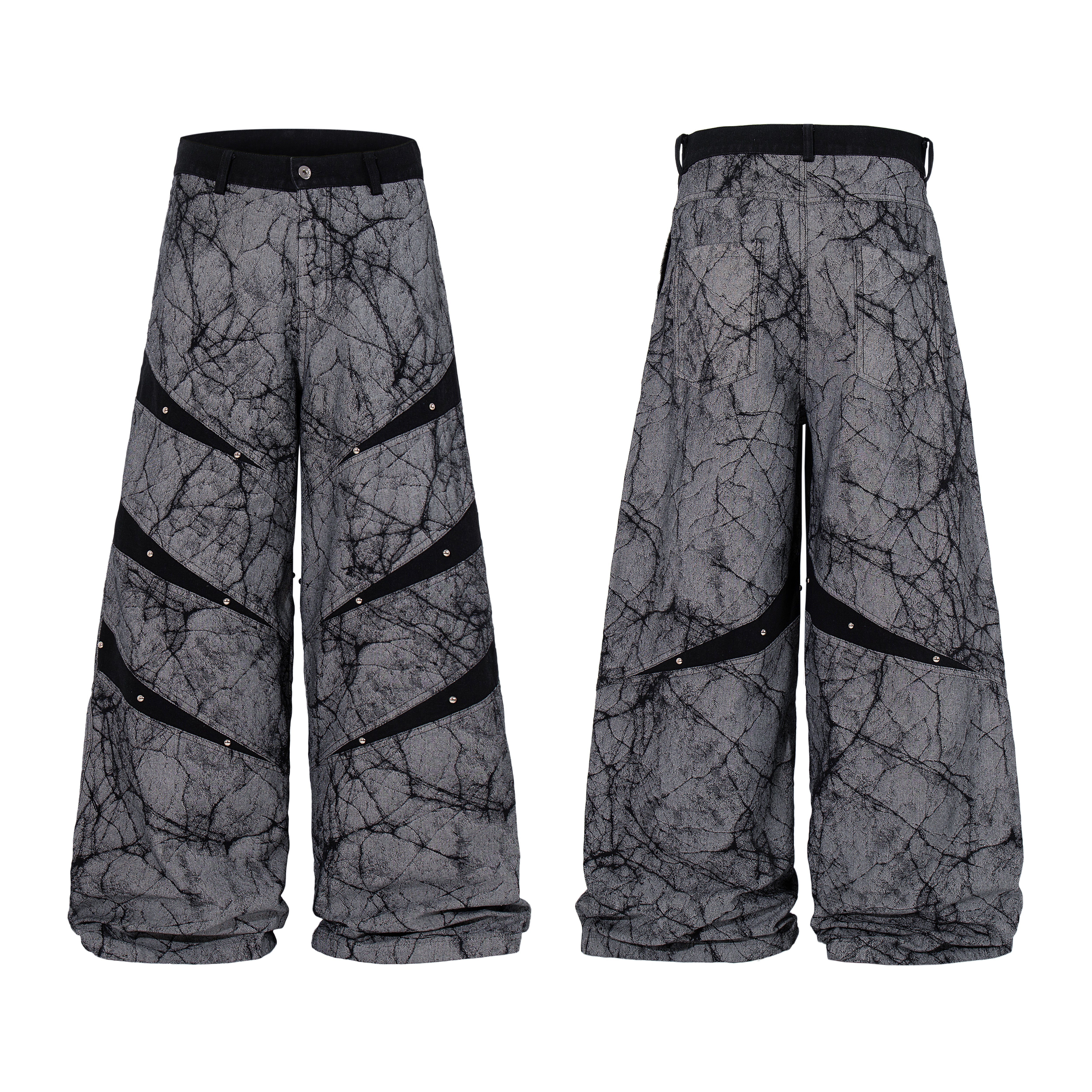 Omirad Graphic Panel Wide Leg Denim Pants