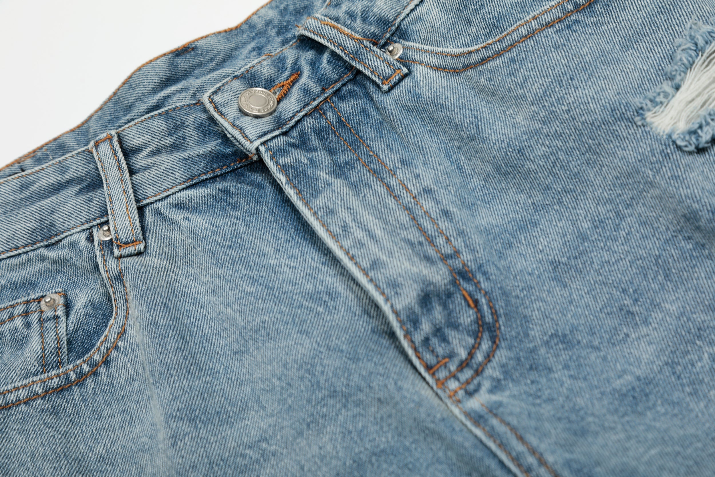 Omirad Destroyed Fringe Denim Shorts